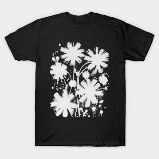 White Flowers Gaffiti Street Art T-Shirt